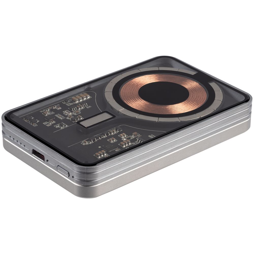 Магнитный беспроводной аккумулятор Cooper Ergo 5000 мАч, серебристый с логотипом