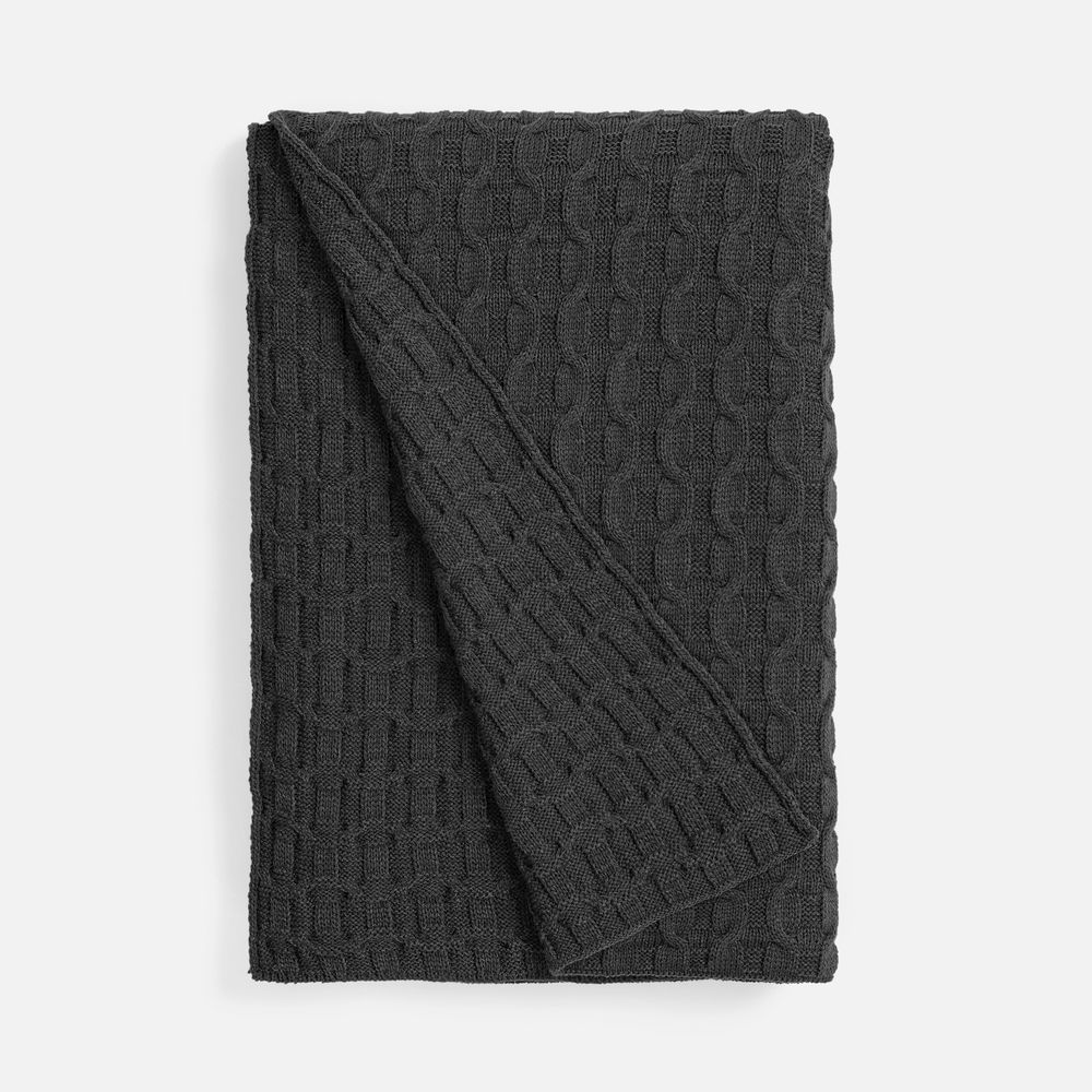 Плед Braidera, темно-серый меланж (асфальт) с логотипом