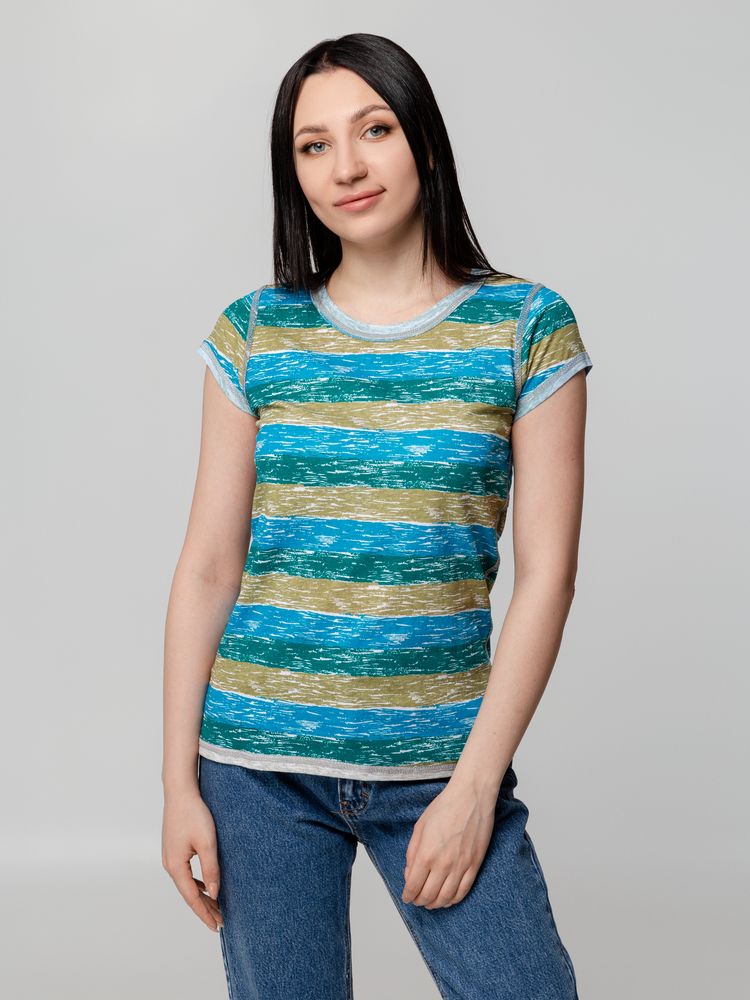 Футболка женская Rayet Lady двусторонняя, голубая с зеленым с логотипом