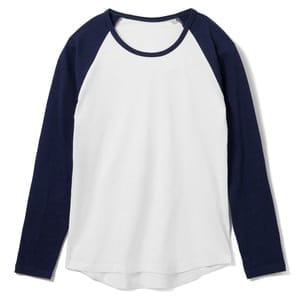 Футболка женская с длинным рукавом Milky Lsl, белая с темно-синим с логотипом