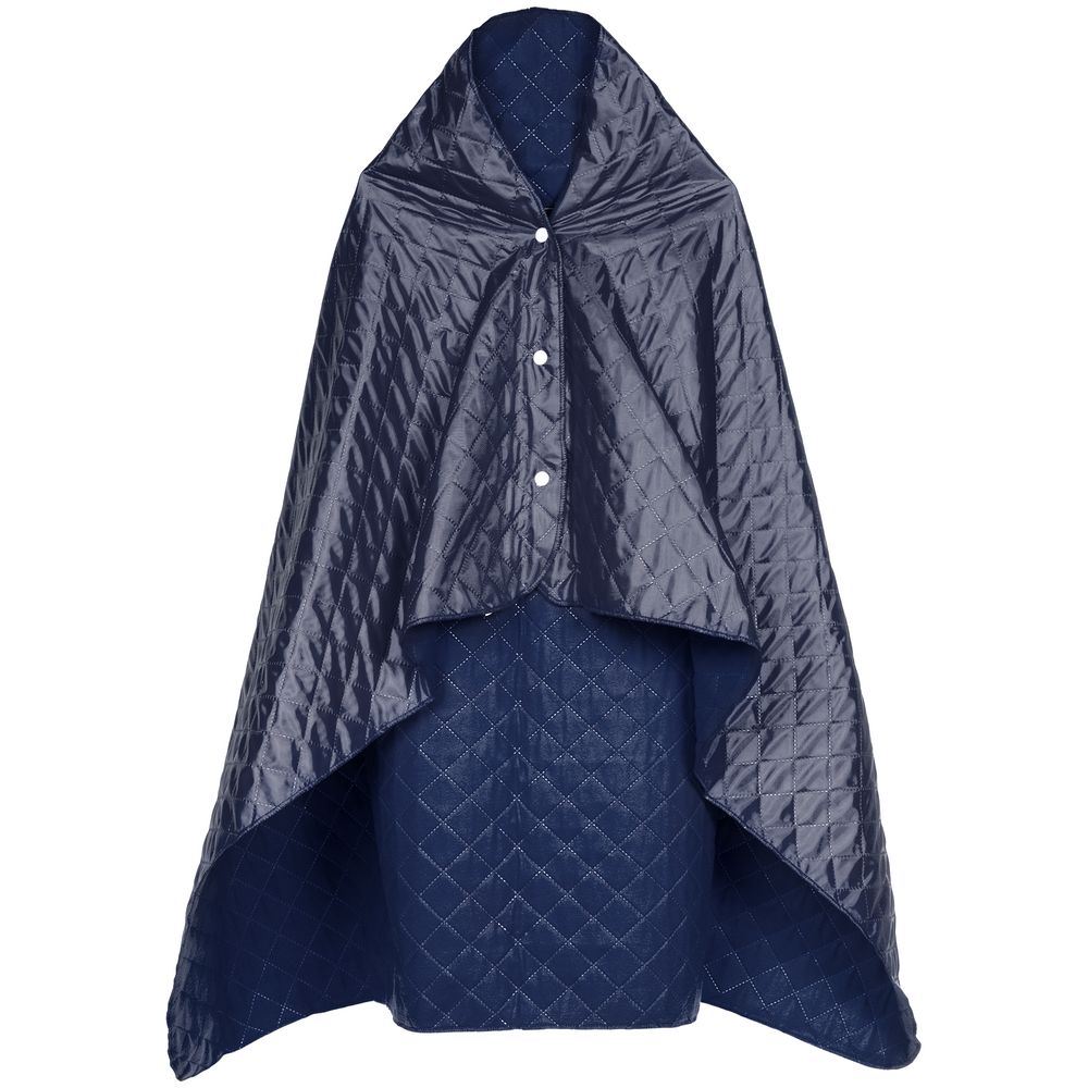 Плед-пончо для пикника SnapCoat, синий с логотипом