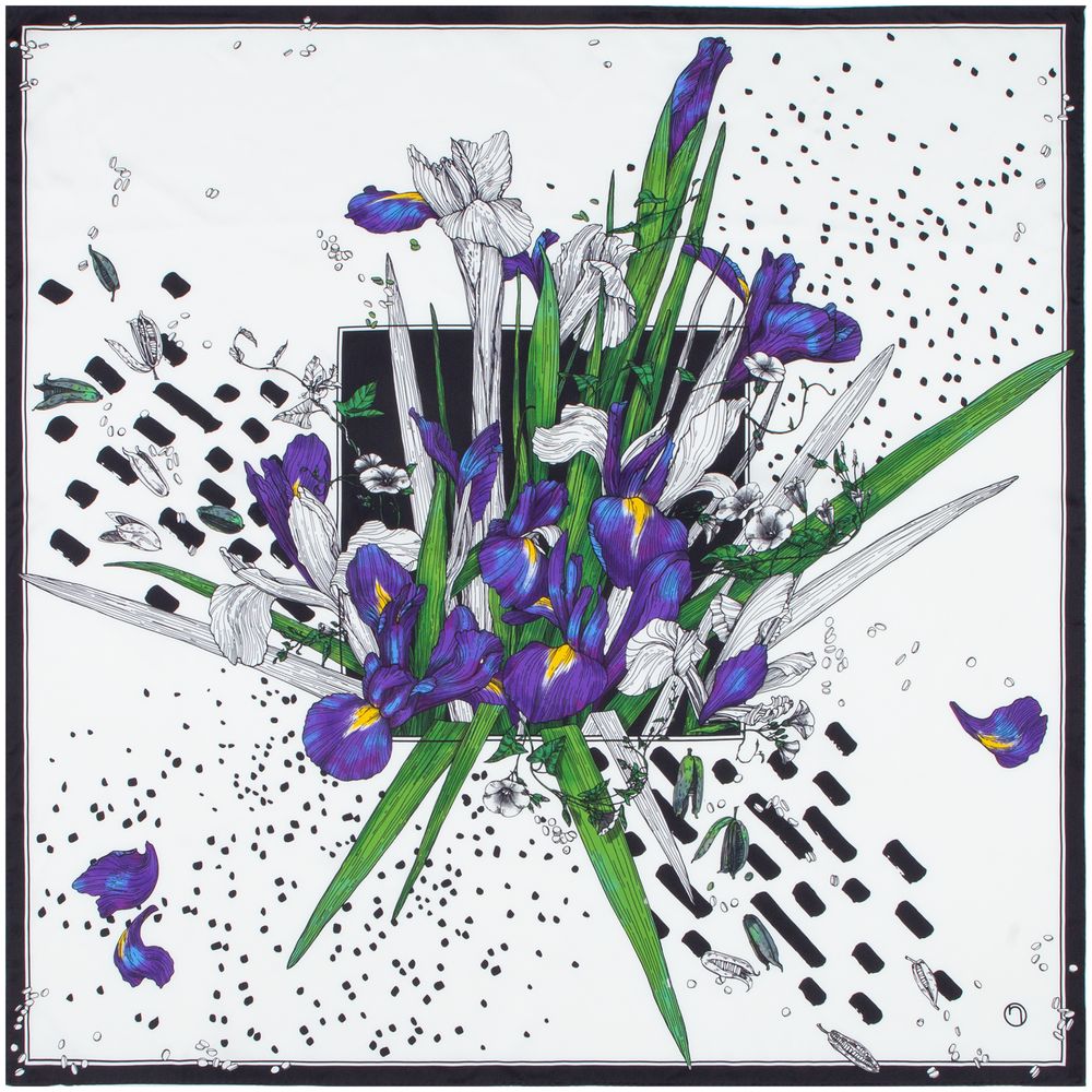 Платок шелковый Delicate, ирисы с логотипом