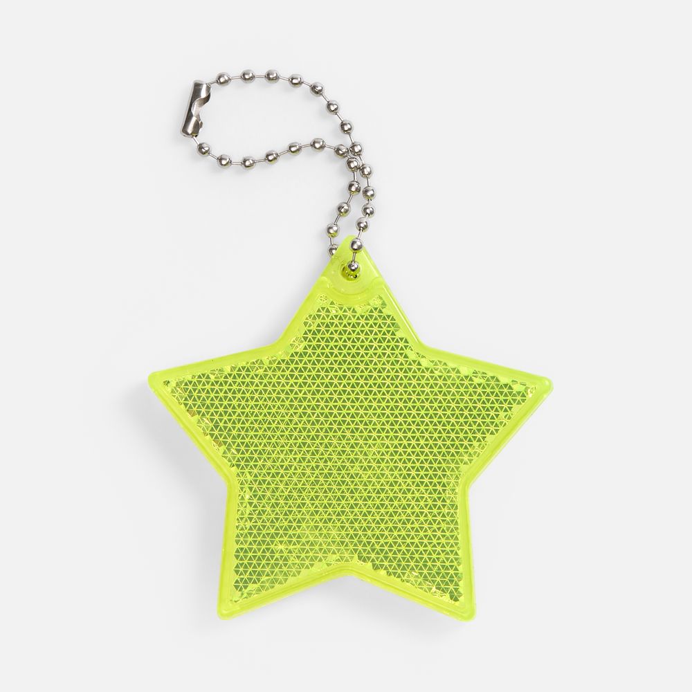 Пешеходный светоотражатель с цепочкой «Звезда», желтый неон с логотипом