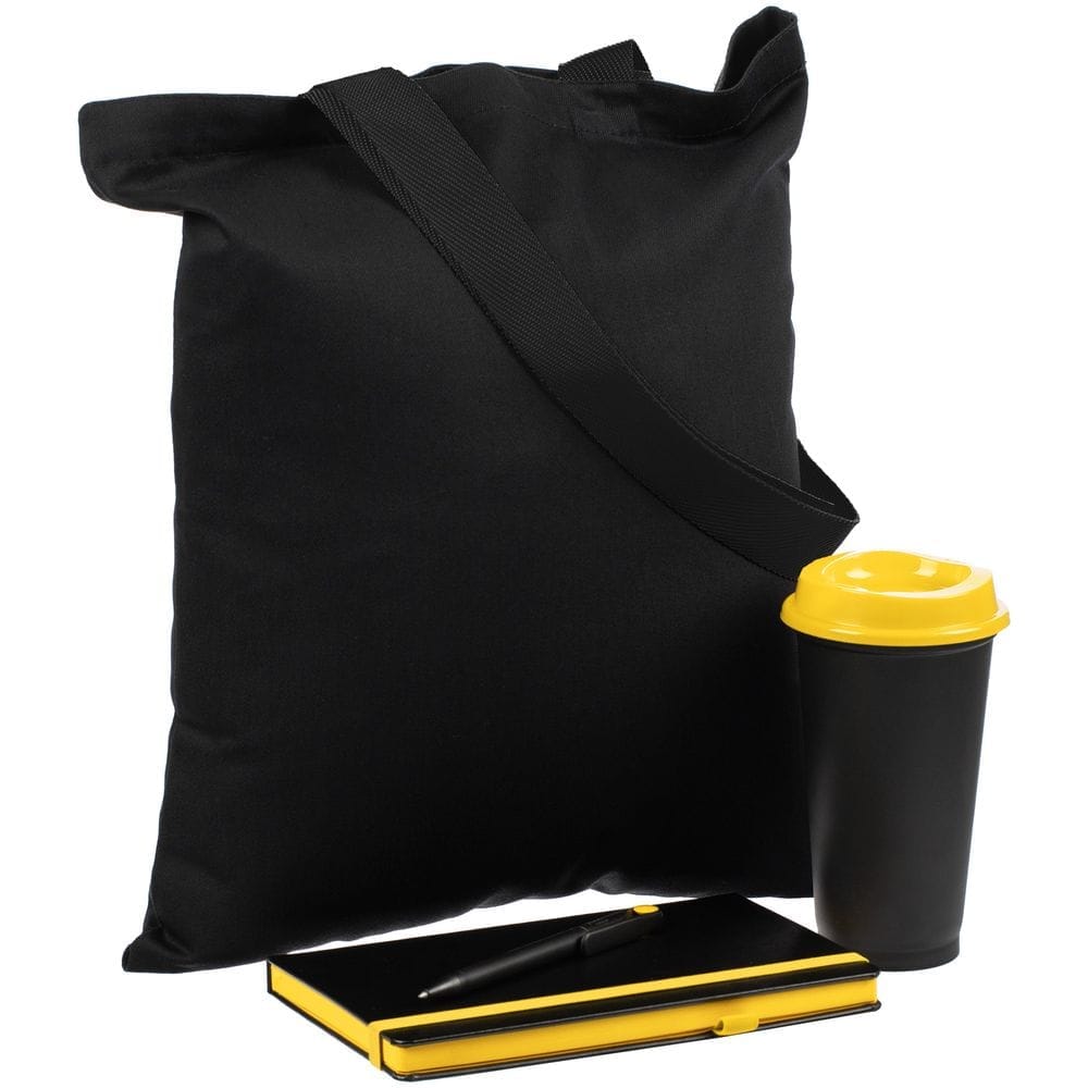 Набор Velours Bag, черный с желтым с логотипом