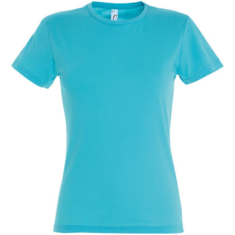 Футболка женская Miss 150, бирюзовая с логотипом