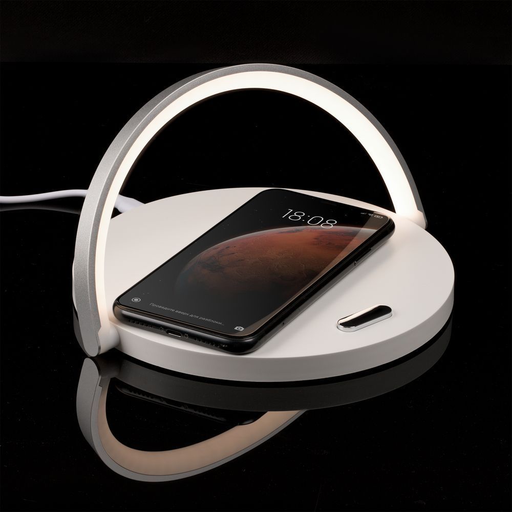 Cтанция для беспроводной зарядки с подсветкой arCharge, белая с логотипом