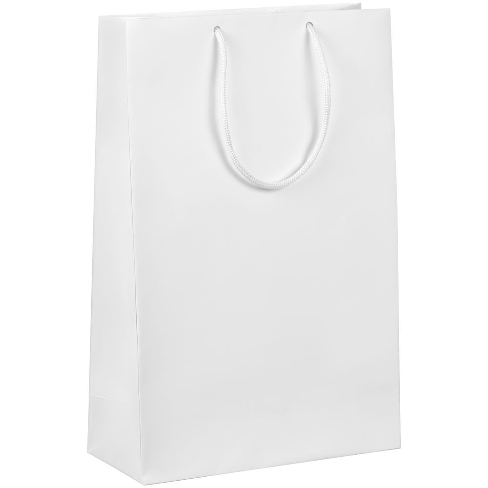 Пакет бумажный с ламинацией Lami L, белый с логотипом