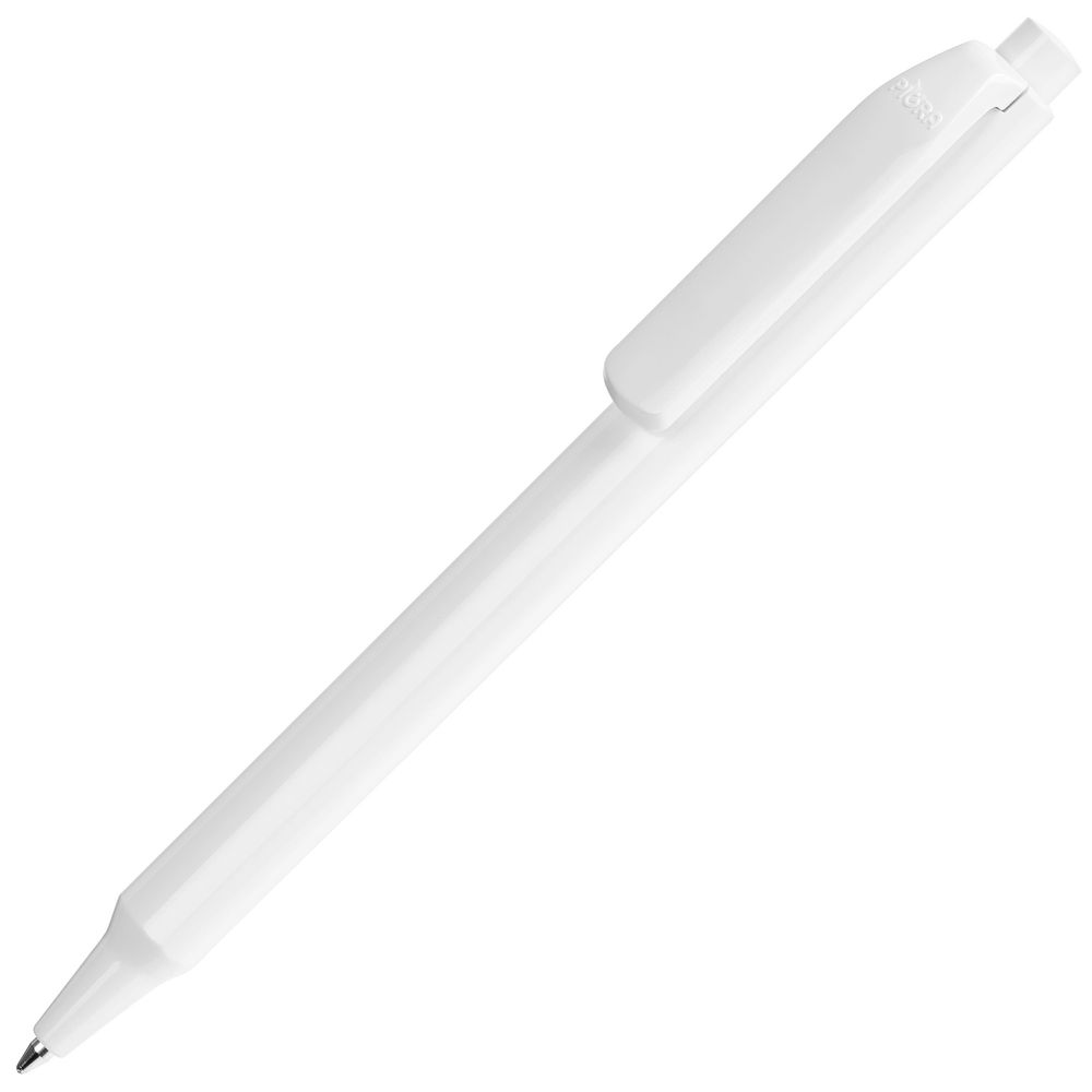 Ручка шариковая Pigra P04 Polished, белая с логотипом