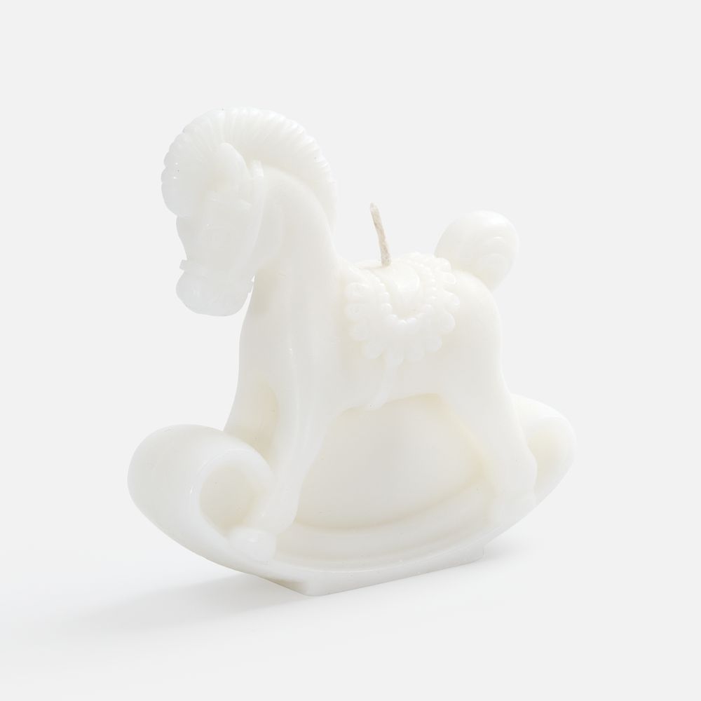 Свеча фигурная «Лошадка-качалка», белая с логотипом