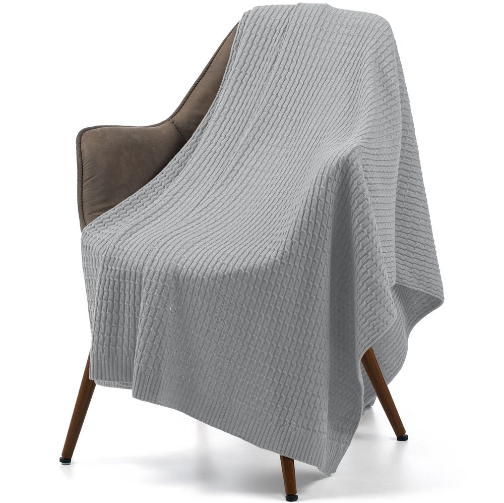 Плед Slumberland, серебристо-серый меланж с логотипом