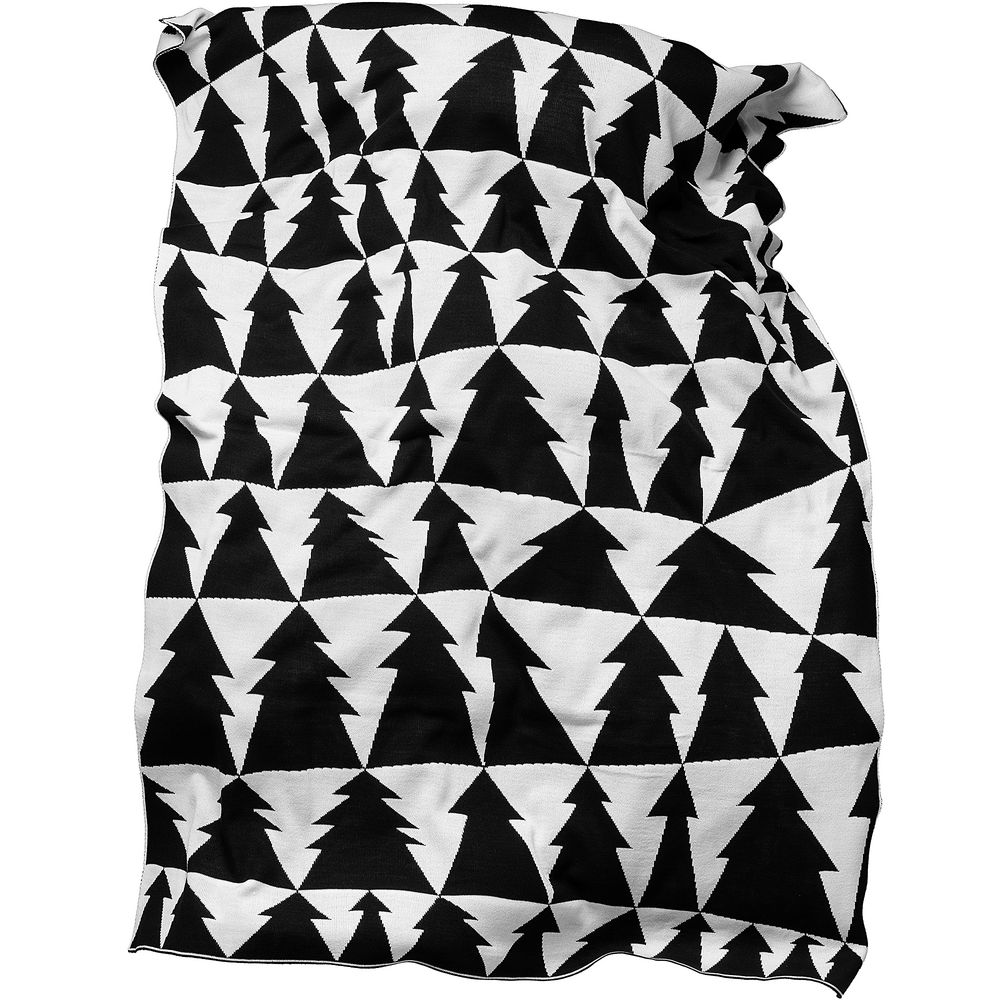 Плед «Танцующий лес», белый с черным с логотипом