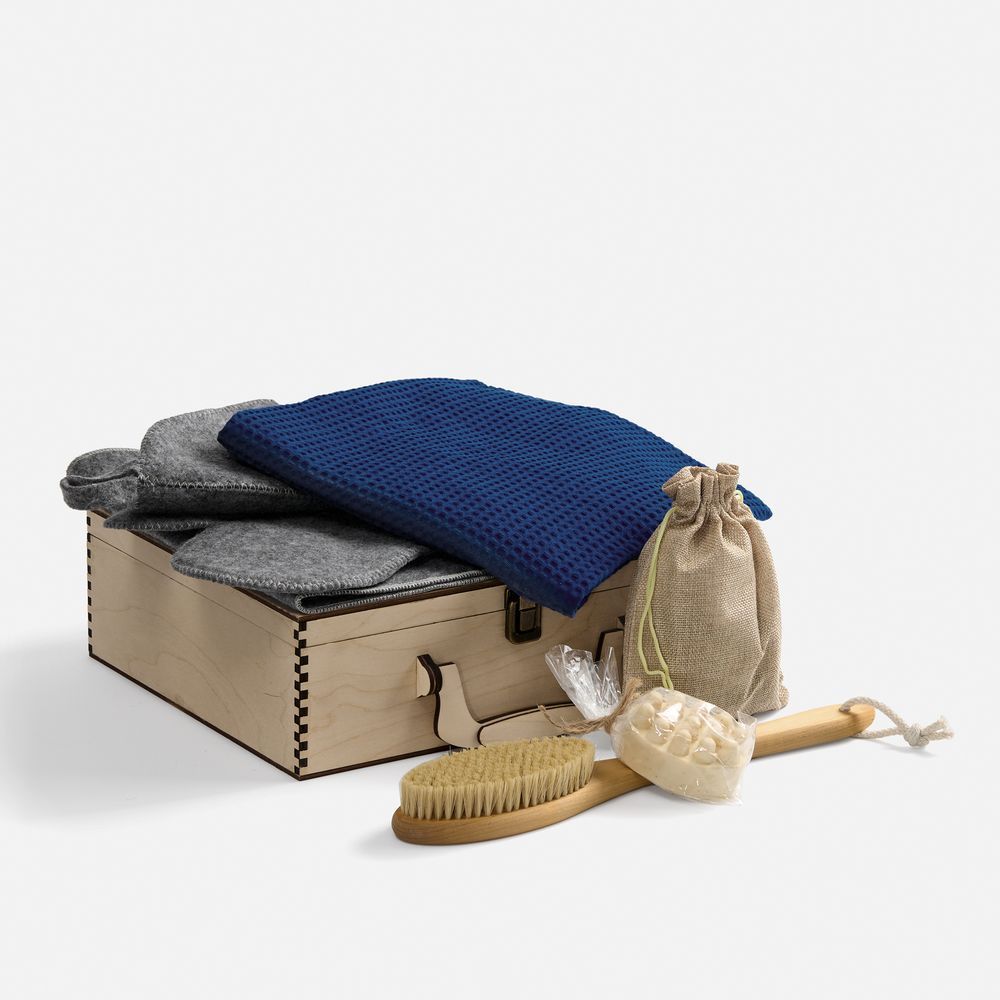 Банный набор Great Heat Therapy, мужской, темно-синий с логотипом