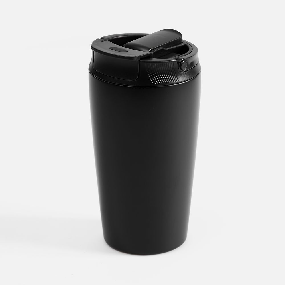 Термостакан с двумя поильниками Duetta, черный с логотипом