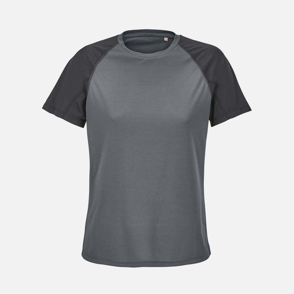 Футболка спортивная женская Vortex Women, черная с темно-серым с логотипом