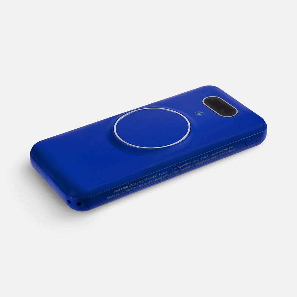 Аккумулятор Omni Qi 10000 мАч, ver.2, синий с логотипом