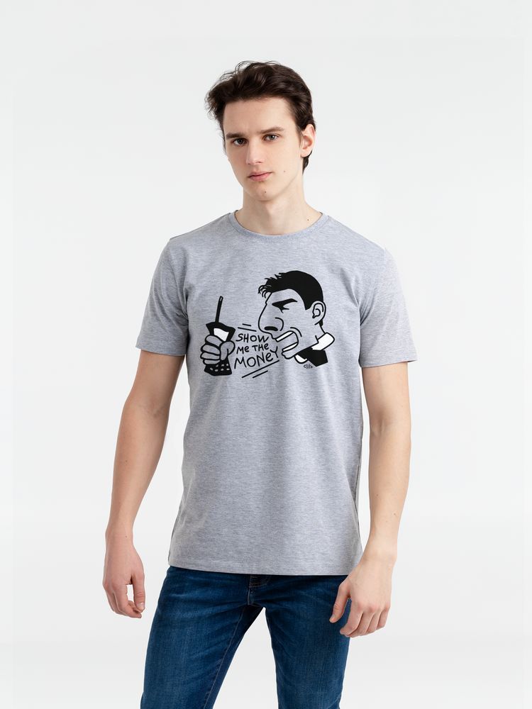 Футболка Show Me The Money, серый меланж с логотипом