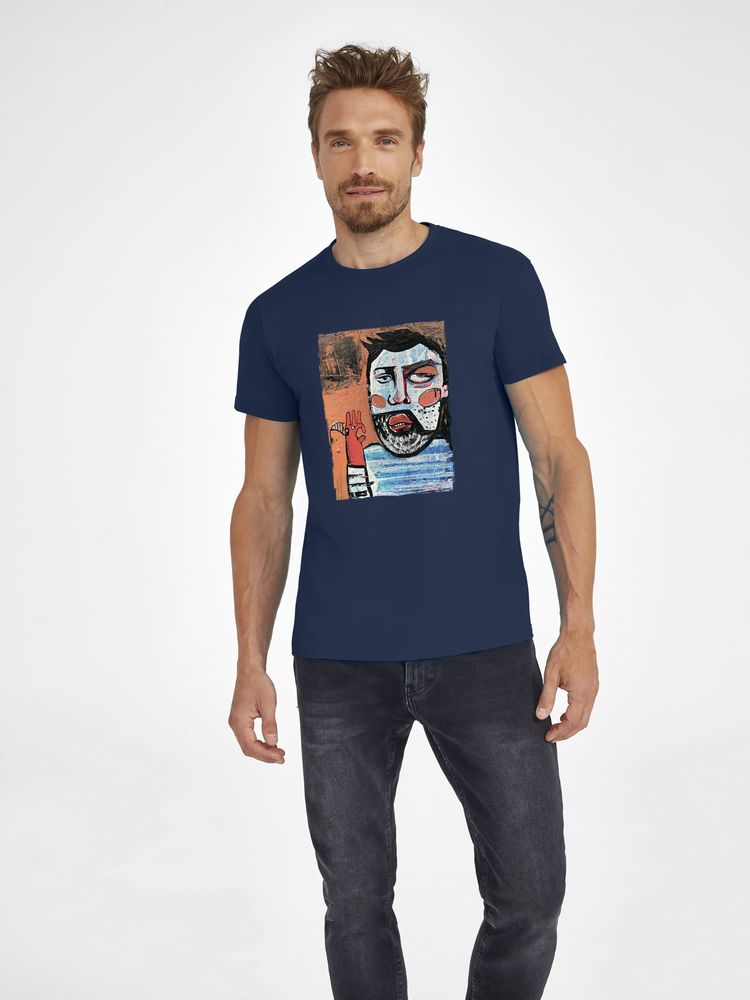 Футболка «У матросов нет вопросов», кобальт (темно-синяя) с логотипом