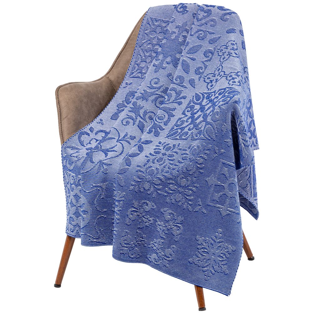 Плед Ornamental, синий с логотипом