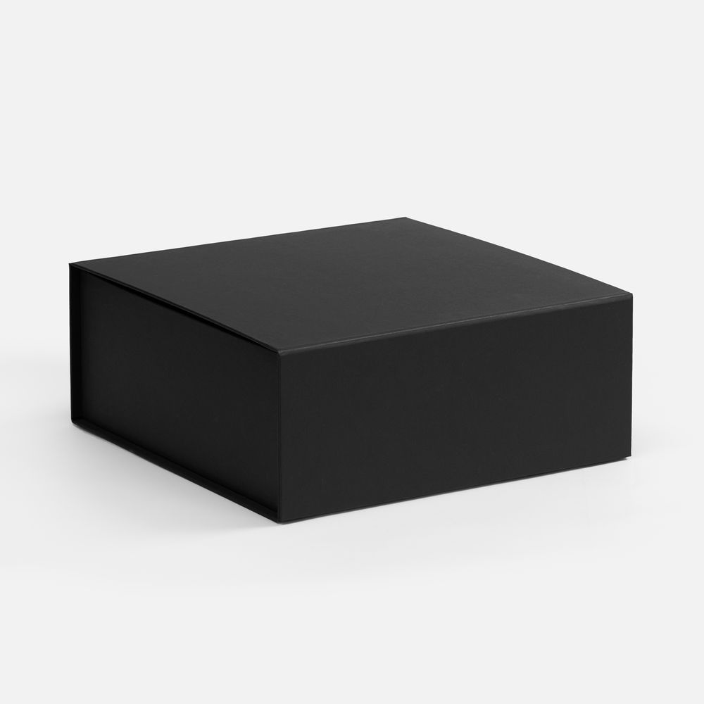 Коробка складная Quadra Fold, черная с логотипом