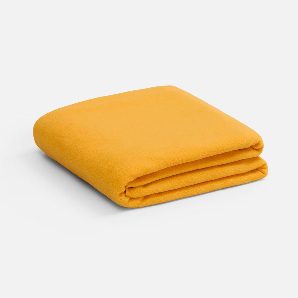 Флисовый плед Warm&Peace XL, желтый с логотипом