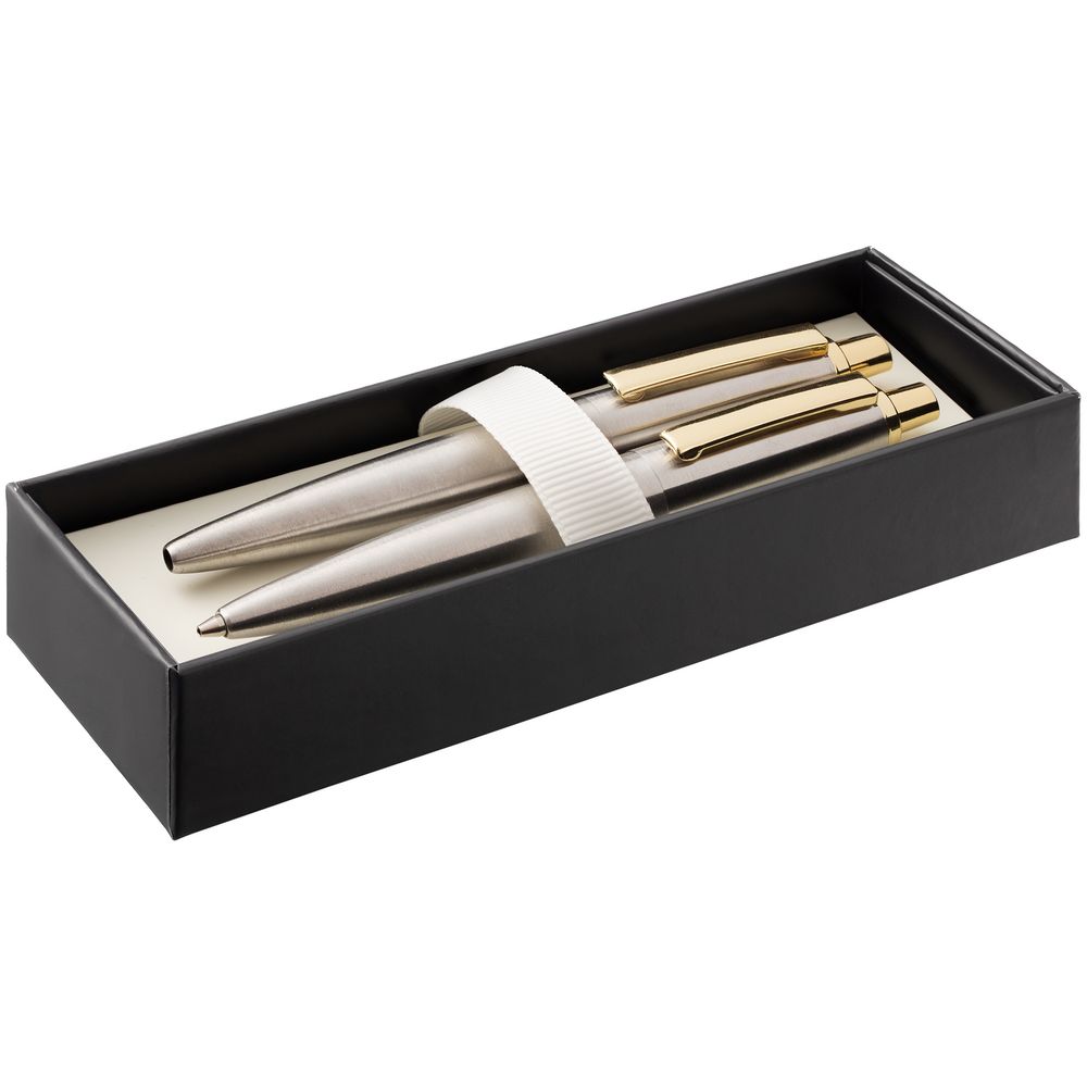 Набор из механического карандаша и ручки Poetica, золотистый с логотипом