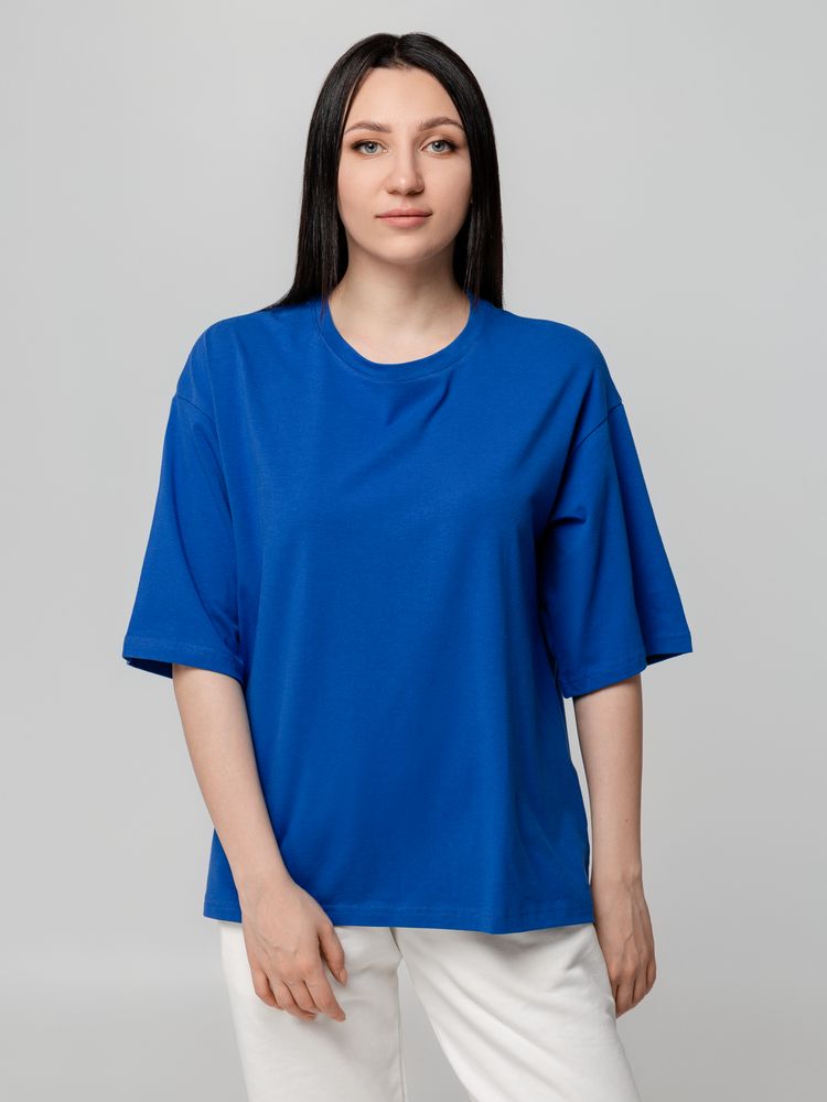 Футболка унисекс оверсайз Street Vibes, ярко-синяя с логотипом