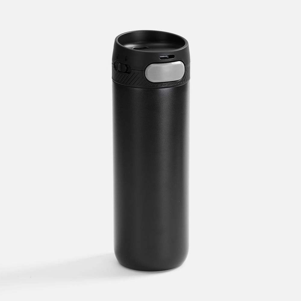 Термостакан X1 с цветной кнопкой, черный с серым с логотипом
