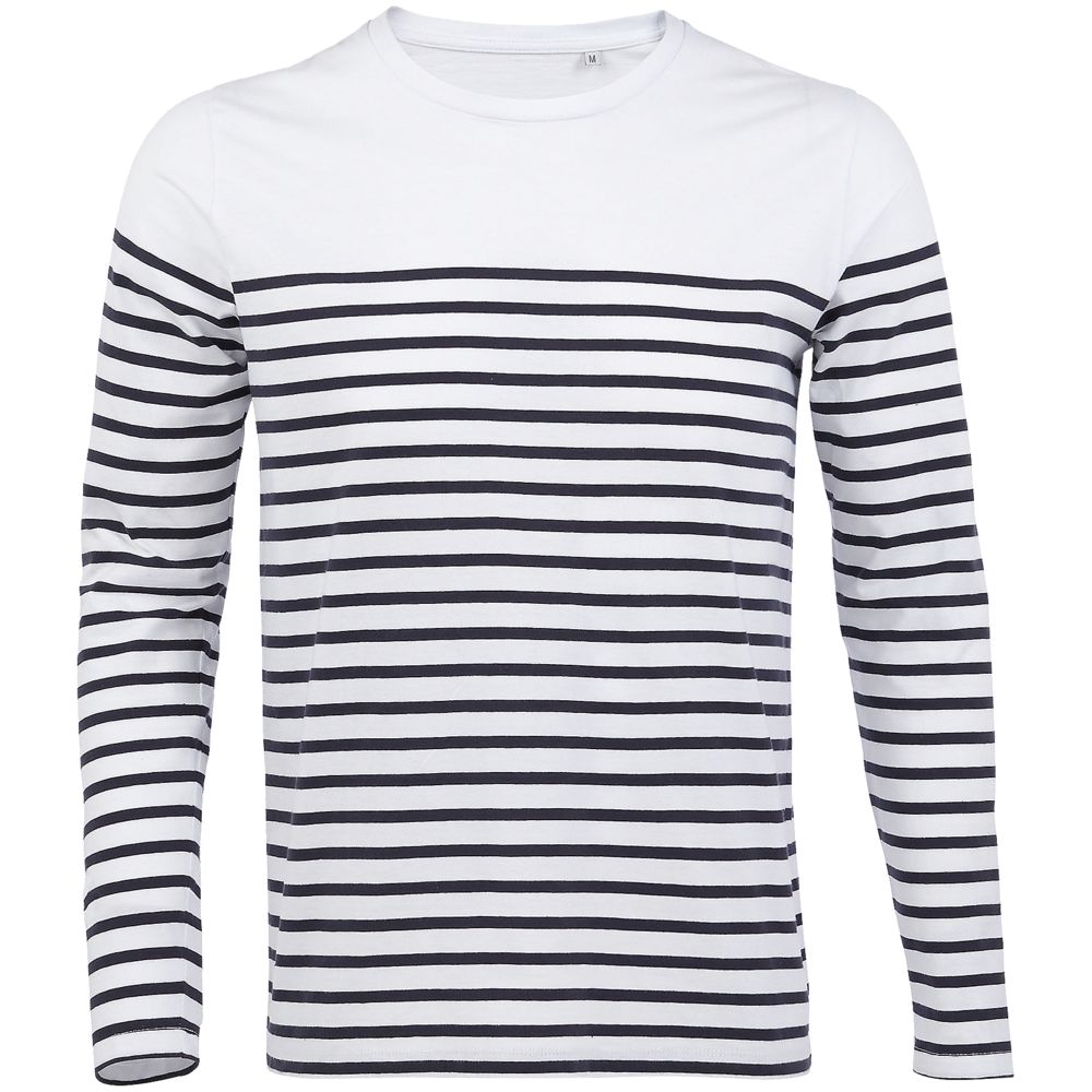 Футболка мужская с длинным рукавом Matelot LSL Men, белая с синим с логотипом