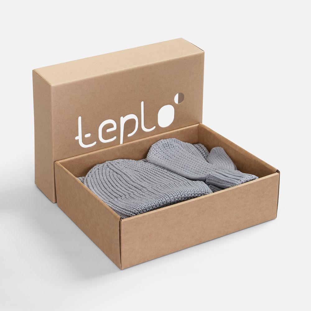 Набор Nordkyn Full Set с шарфом, светло-серый меланж с логотипом