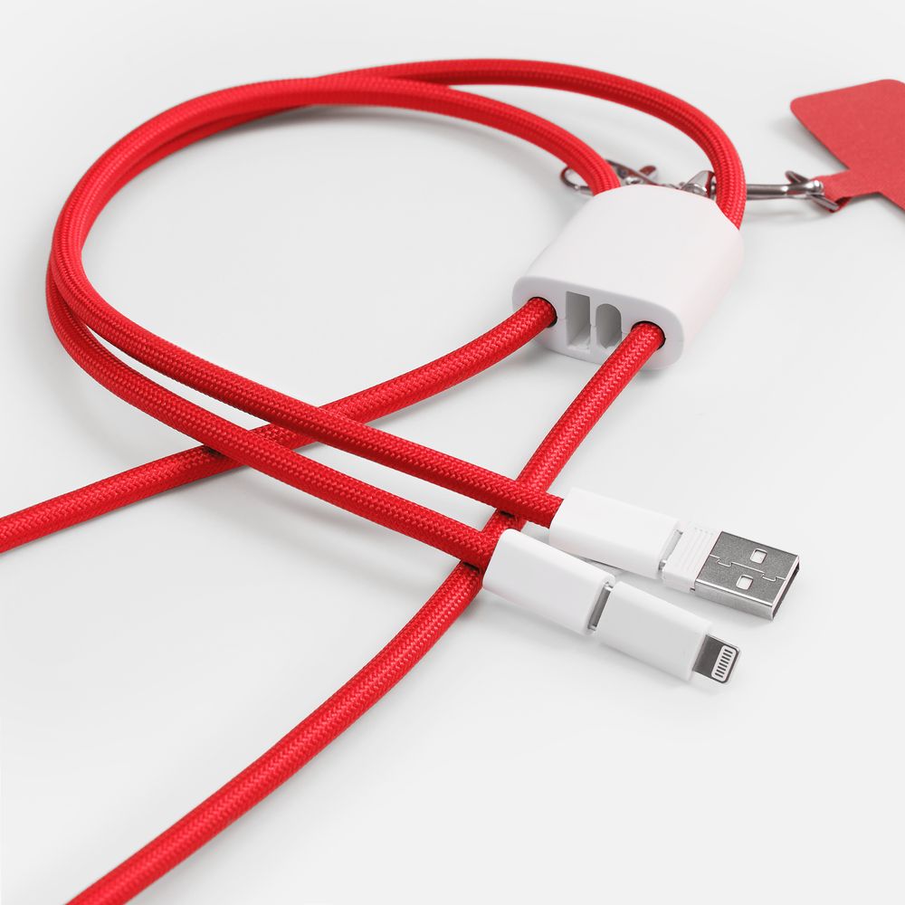 Кабель-ланьярд energyFlex Pro, красный с логотипом