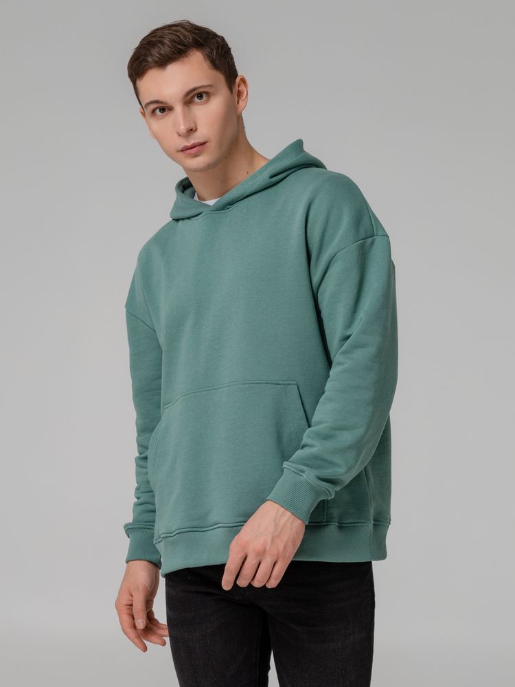 Худи оверсайз Kulonga Comfort, серо-зеленое с логотипом