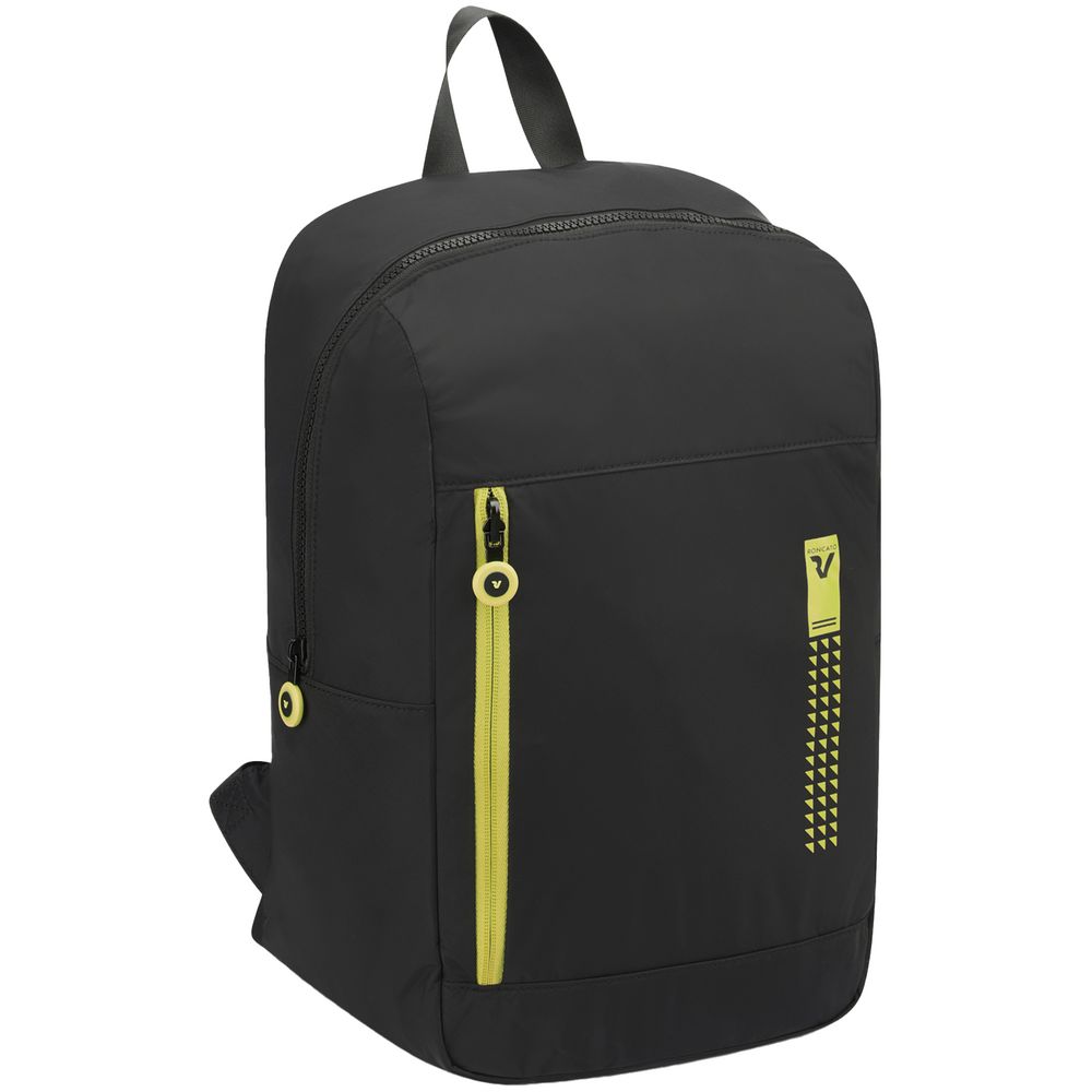 Складной рюкзак Compact Neon, черный с зеленым с логотипом