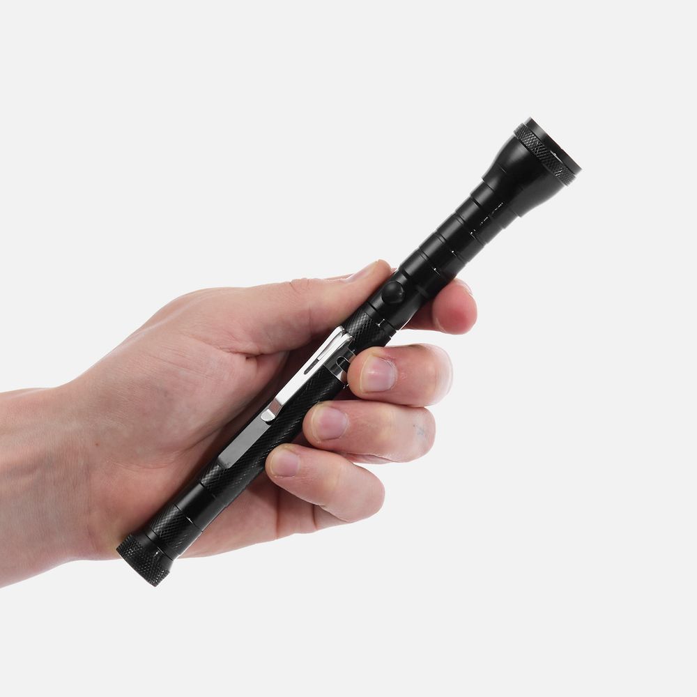 Инструменты с печатью логотипа. Телескопический фонарь с магнитом Flexion, ver.2 по цене 698 ₽ руб. (артикул 12385.31) Телескопический фонарь с магнитом Flexion, ver.2, черный