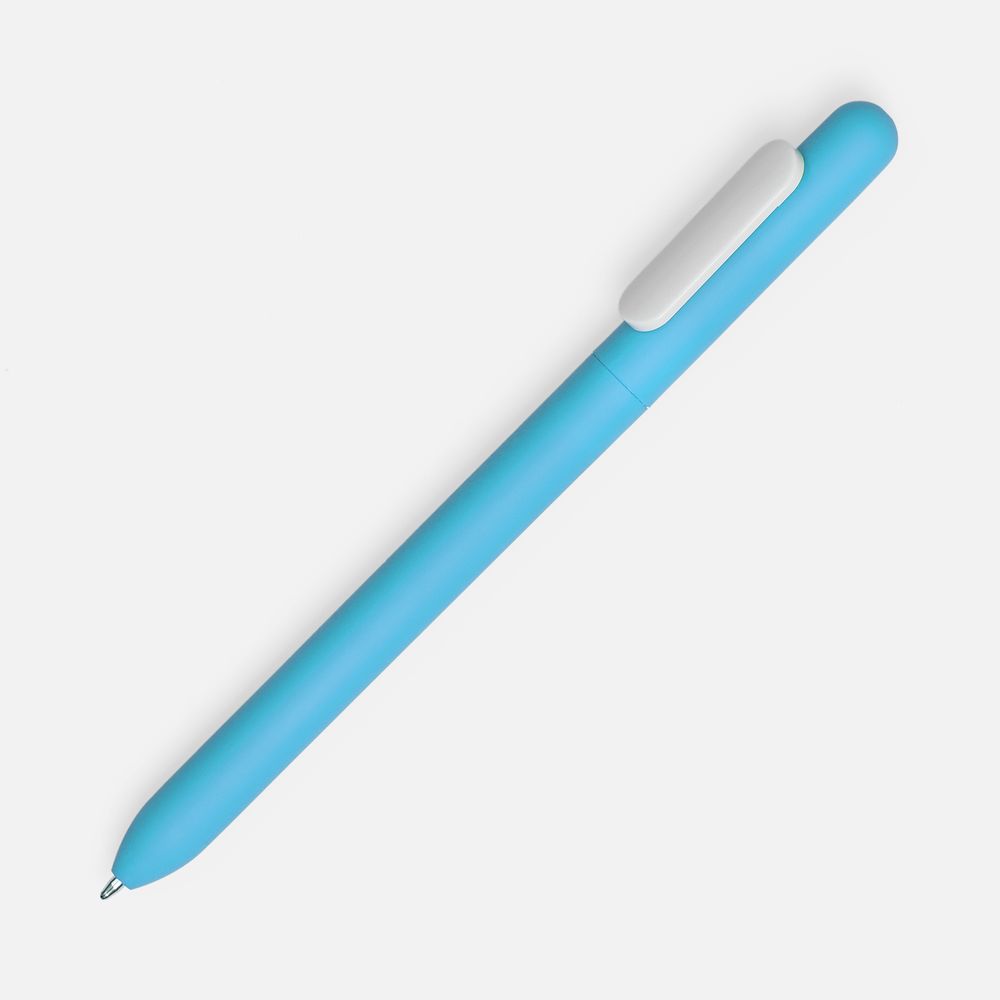 Ручка шариковая Swiper Soft Touch, голубая с белым с логотипом