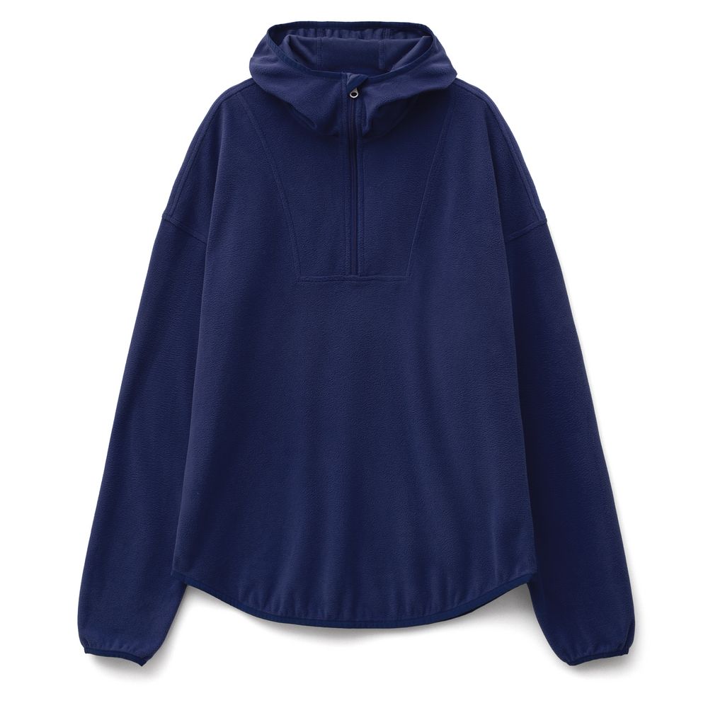 Анорак флисовый унисекс Fliska, темно-синий с логотипом