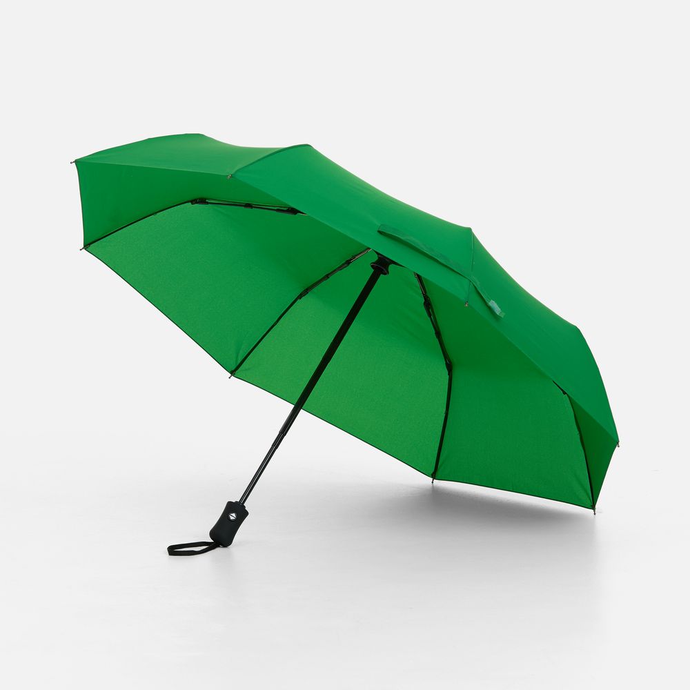 Зонт складной Monsoon, зеленый с логотипом