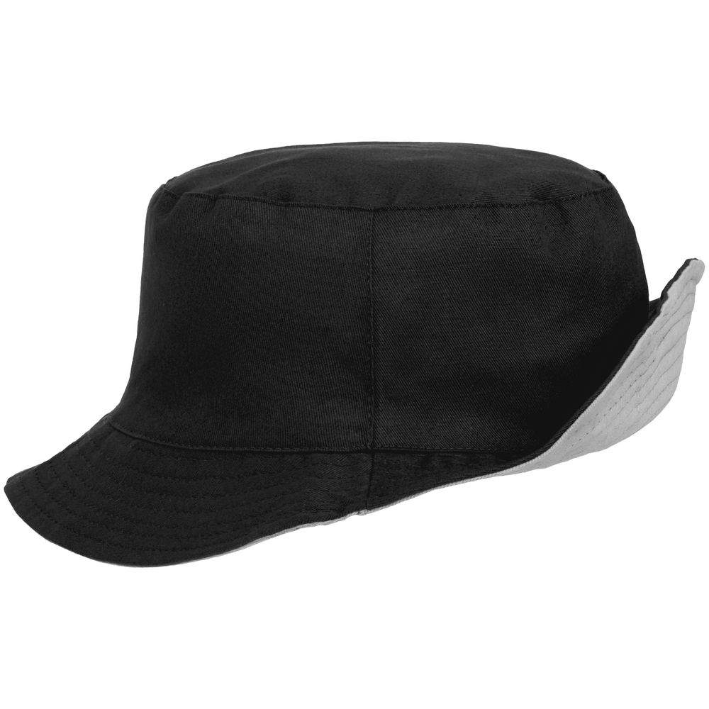 Панама Summer двусторонняя, черная с серым с логотипом