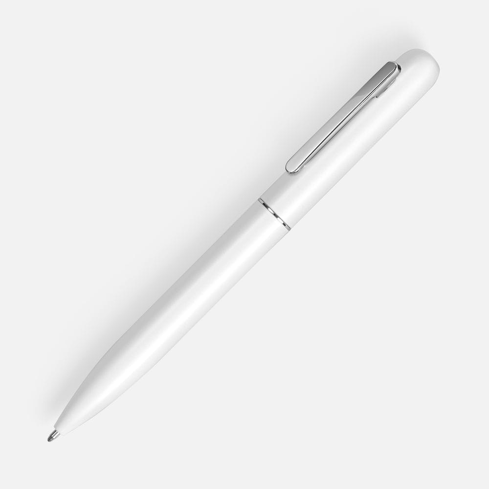Ручка шариковая Scribo, матовая белая с логотипом