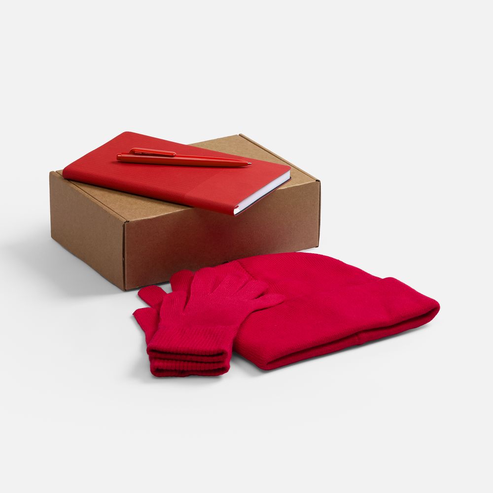 Набор Knit Warm, красный с логотипом