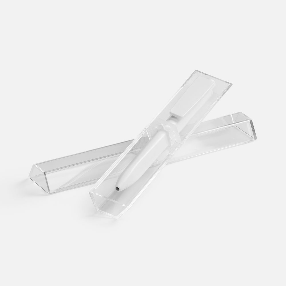 Ручка шариковая Ridge в футляре, белая с логотипом