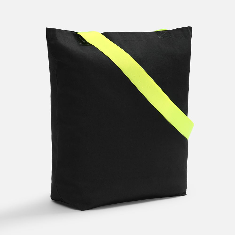 Шопер B5, черный с широкими желтыми ручками с логотипом