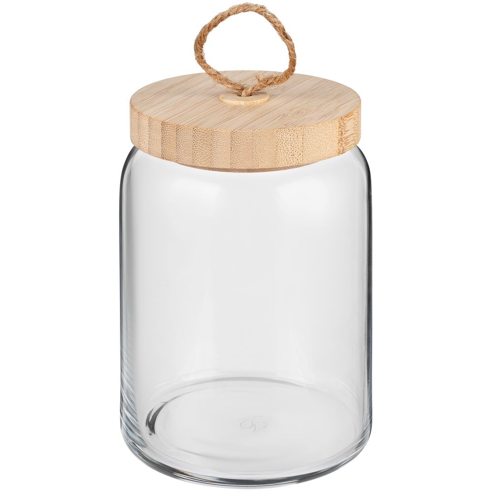 Банка с бамбуковой крышкой Woody M с логотипом
