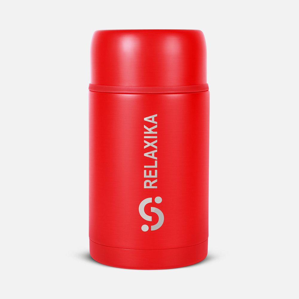Термос для еды Relaxika 1000, красный с логотипом