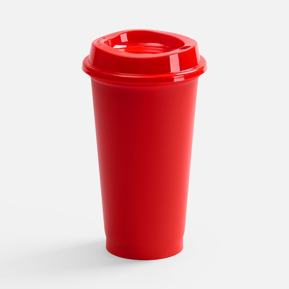 Стакан с крышкой Color Cap, ver.2, красный с логотипом