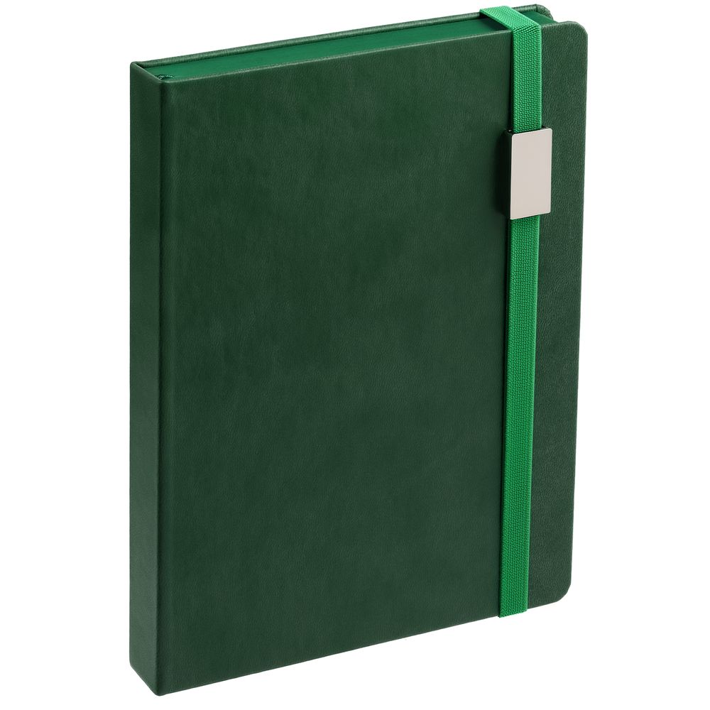Ежедневник New Factor Metal, зеленый с логотипом