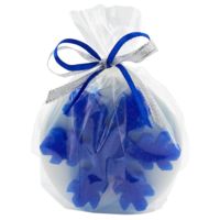 Свеча "Снежинка", белая с синим с логотипом