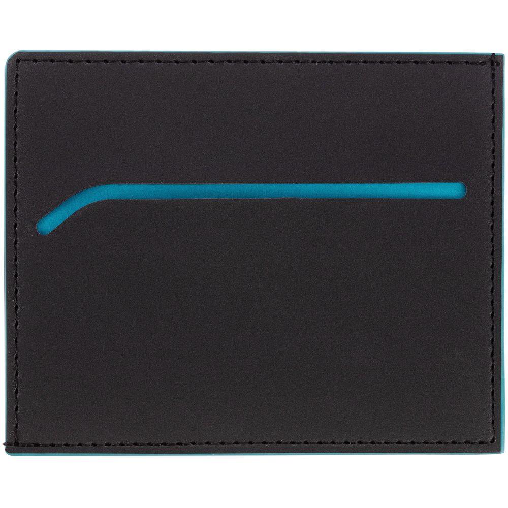 Картхолдер Multimo, черный с бирюзовым с логотипом