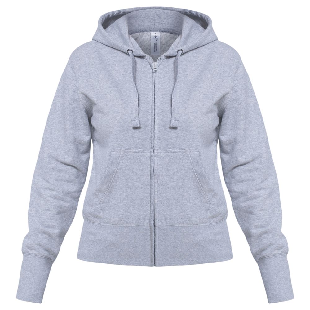 Толстовка женская Hooded Full Zip серый меланж с логотипом
