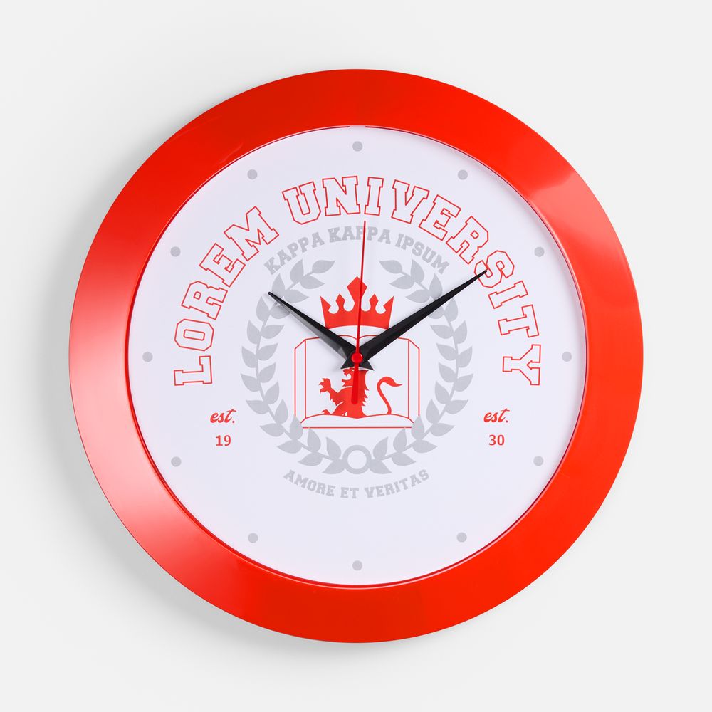 Часы настенные Vivid Large, красные с логотипом