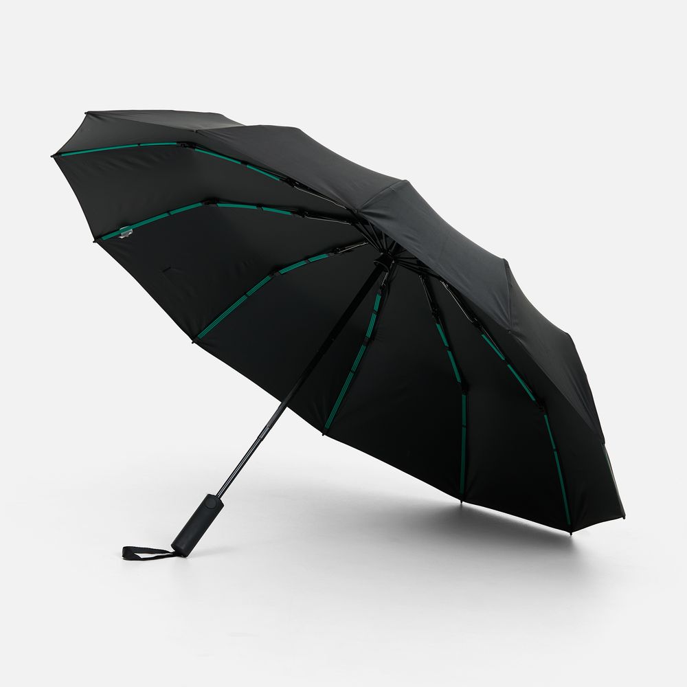 Зонт складной с УФ-защитой Ribstar, черный с логотипом